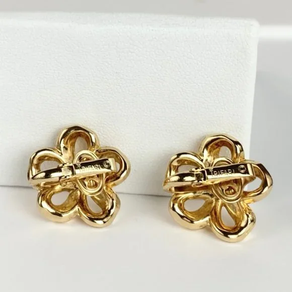 CROWN TRIFARI 1960s - Gold tone Ribbon Flowers - Picture 6 of 7